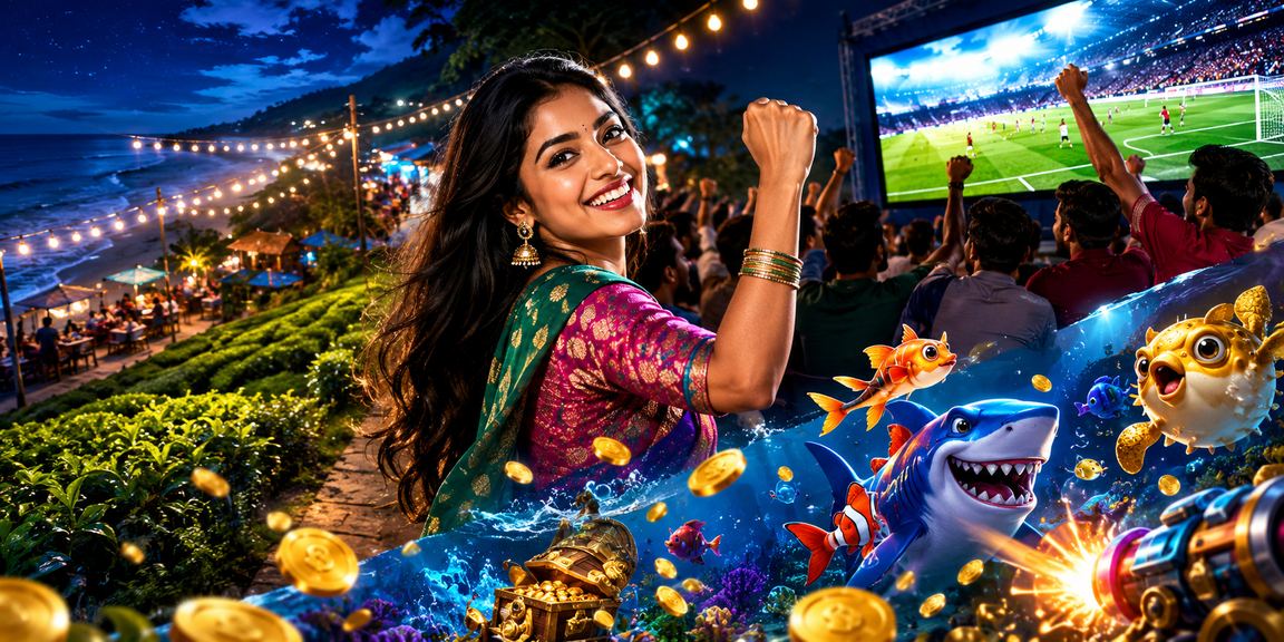 কক্সবাজারের চা বাগানের পাশে ফিশিং গেম খেলছেন একজন খেলোয়াড়